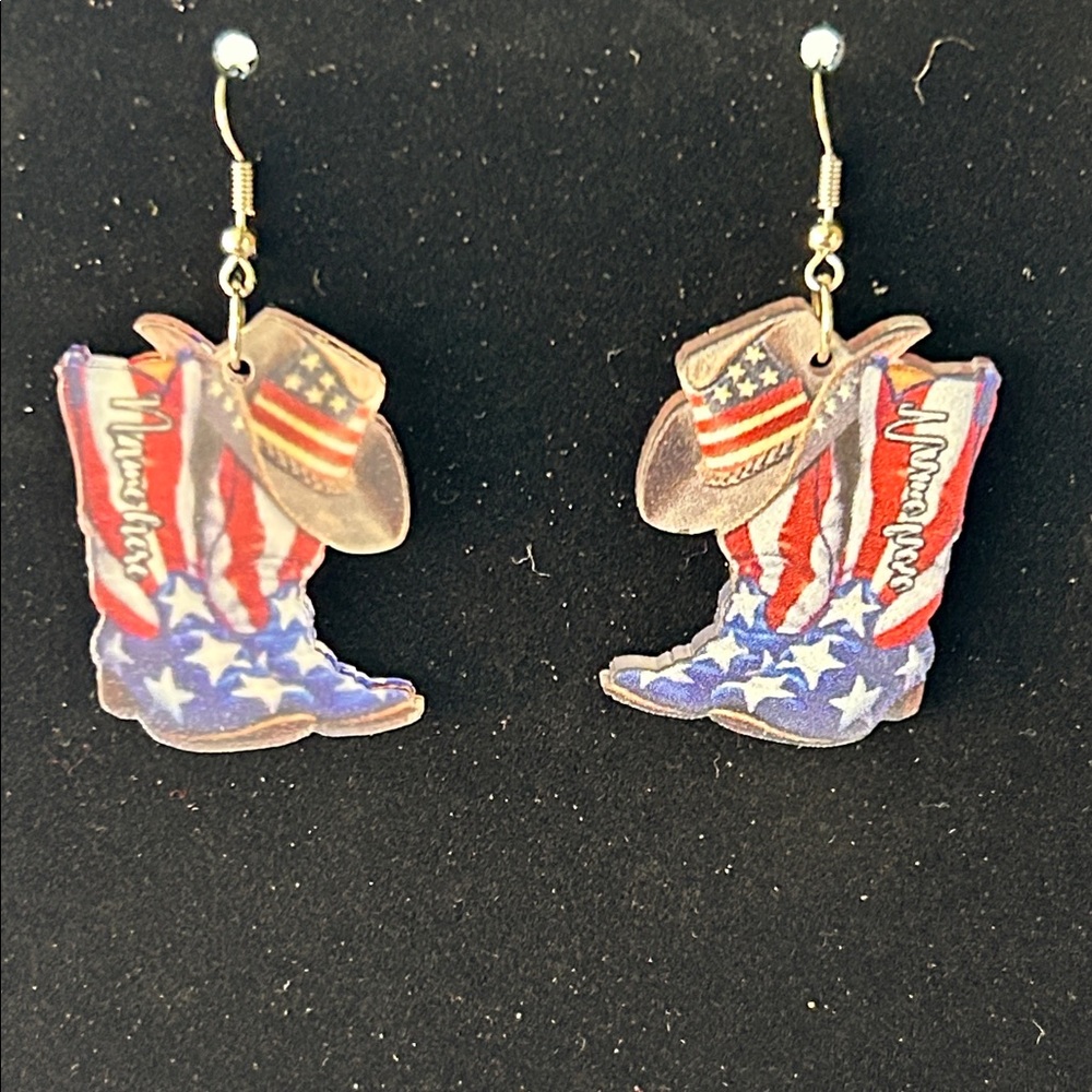 American Flag Cowboy Boot Earrings